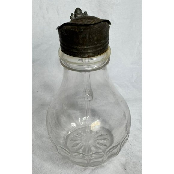 Antique Victorian Glass Pitcher With Ornate Metal Lid & Handle - Picture 5 of 11